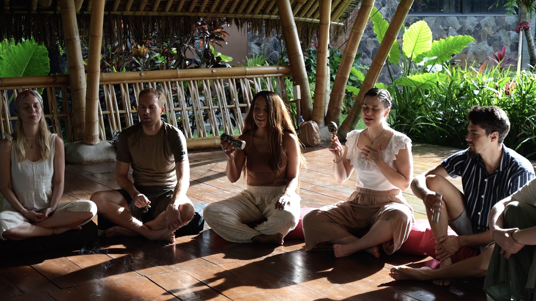 Participants singing and making music together